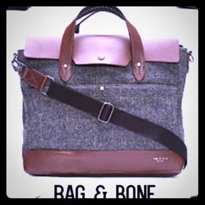 Rag and Bone rugged briefcase wool and leather